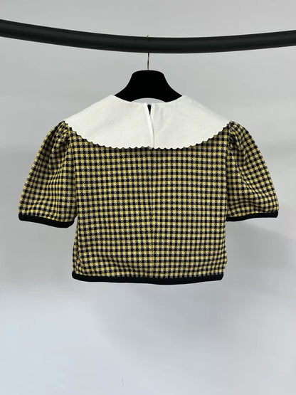 Miu Miu houndstooth suit with Peter Pan collar