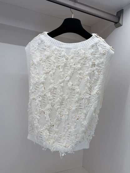 Chanel 21S White tweed top