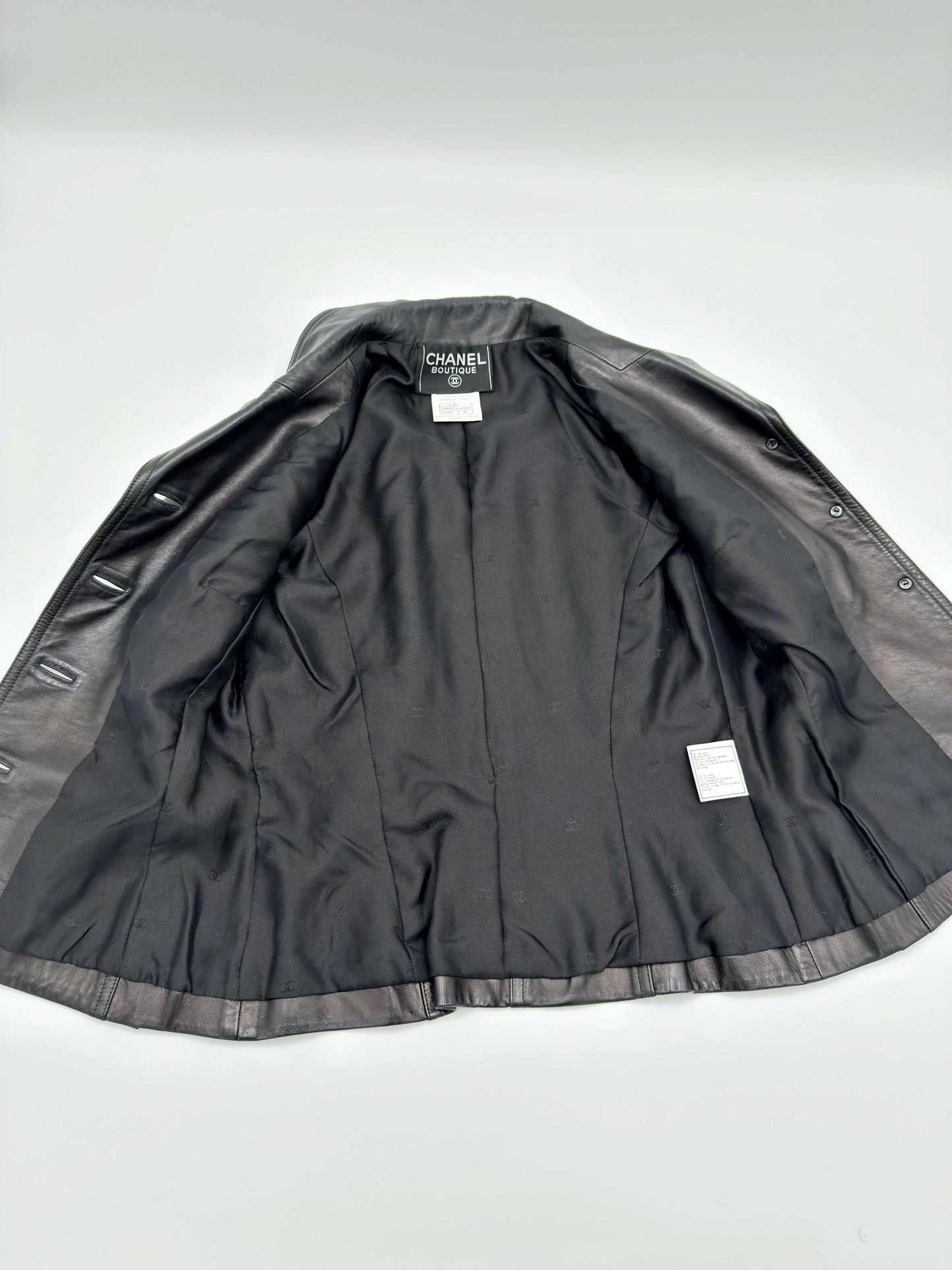 Chanel 97C Black Leather Jacket_Size 38
