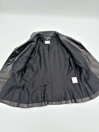Chanel 97C Black Leather Jacket_Size 38