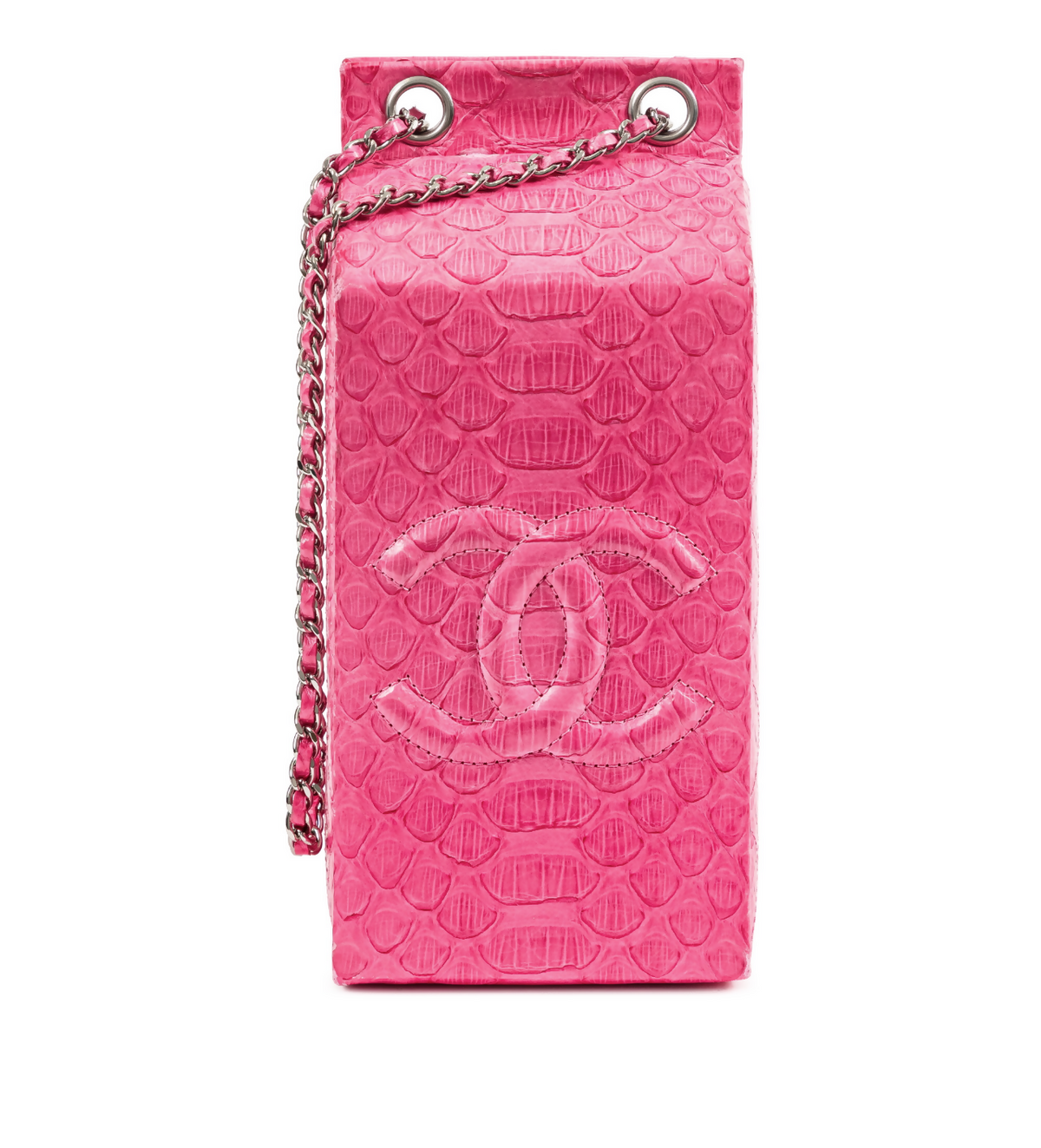 Chanel 2014 Pink Python Lait de Coco Milk Carton Bag