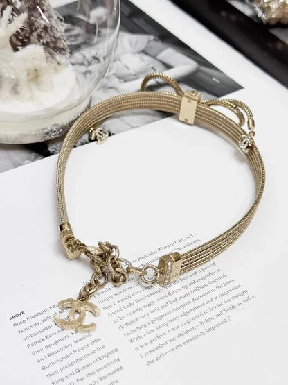 Chanel 2024 Fall/Winter collection gold bow necklace