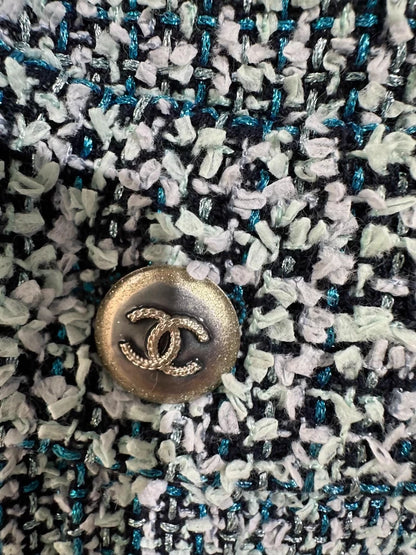 Chanel 20P turquoise tweed dress
