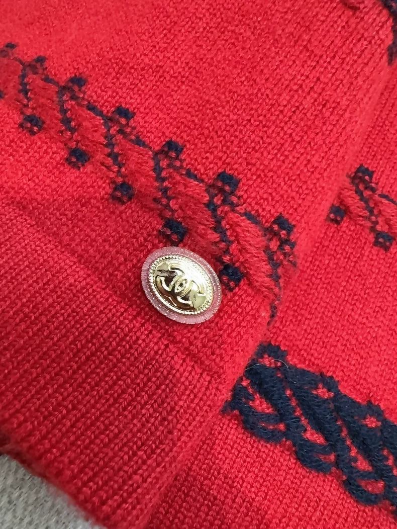 Chanel 21C Red Striped and White Cashmere Sweater