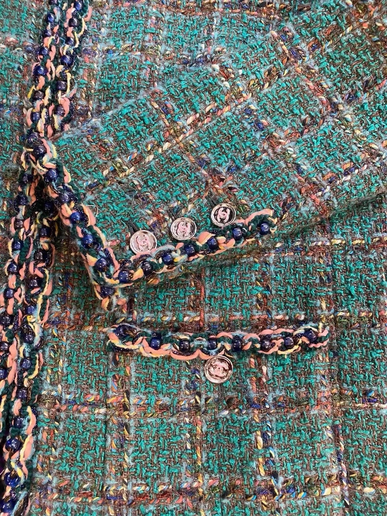 Chanel 23A tweed green jacket