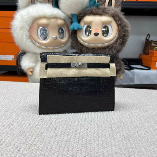 Hermès Kelly Danse Black Matte Crocodile with Silver Hardware, Z Engraved (3)