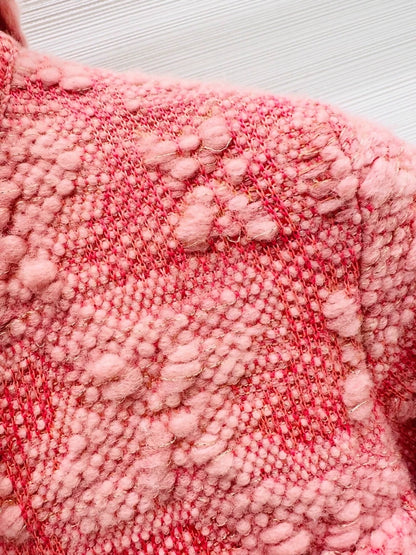 Chanel pink jacquard zip-up cardigan