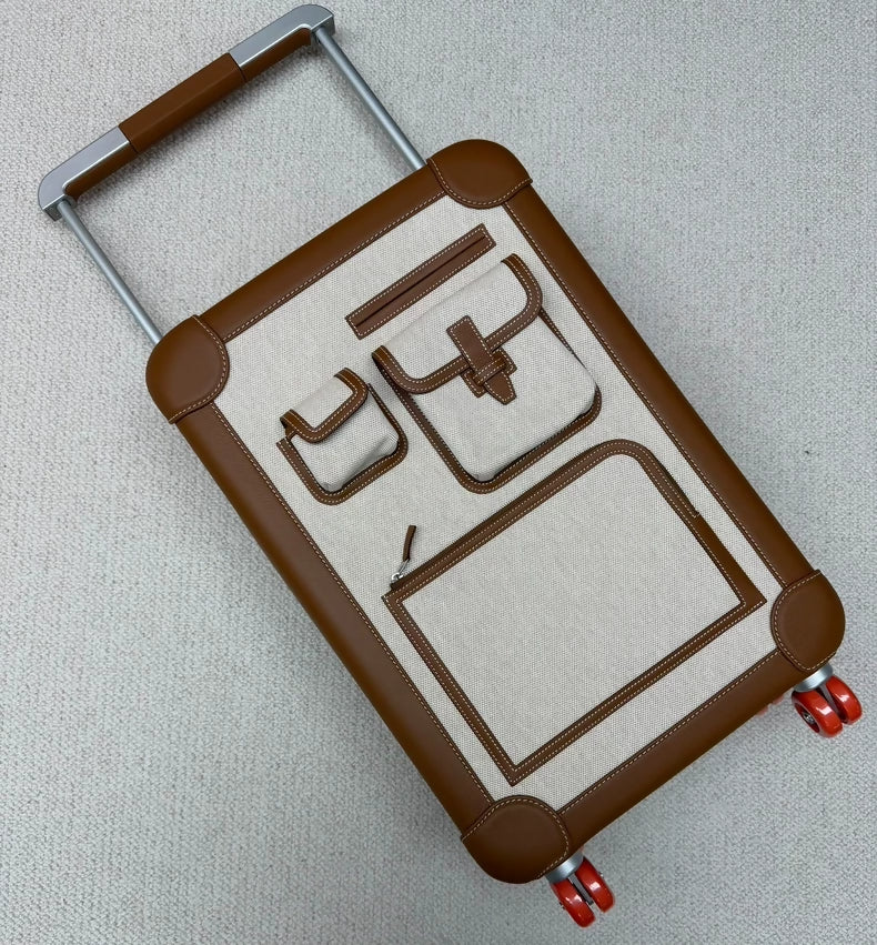 Hermes gold-brown cargo suitcase