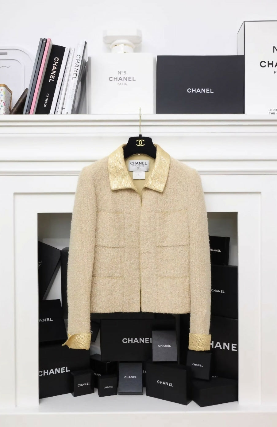 Chanel 1996 gold tweed Jacket, Skirt, and Vest Three-Piece set