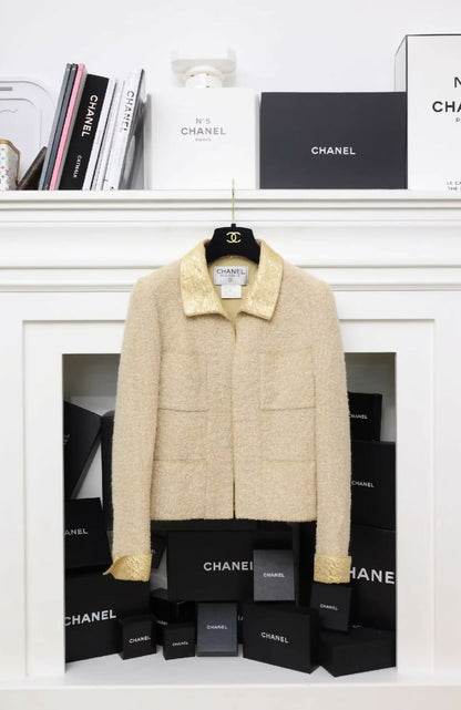 Chanel 1996 gold tweed Jacket, Skirt, and Vest Three-Piece set
