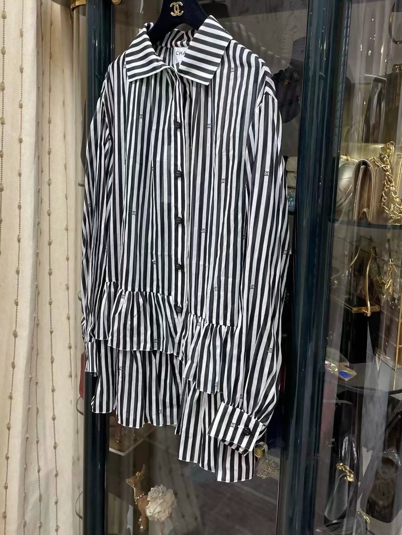 Chanel 24M Black & white Striped Shirt