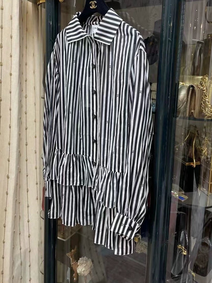 Chanel 24M Black & white Striped Shirt