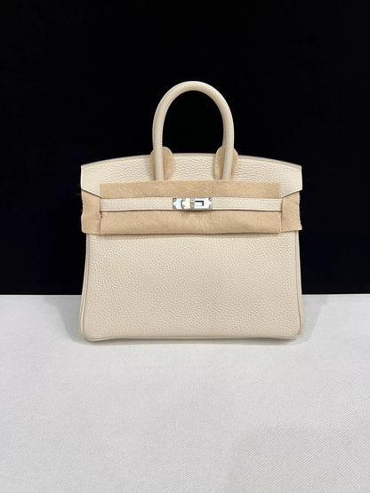 Hermes Birkin 25 Craie Togo Leather Palladium Hardware