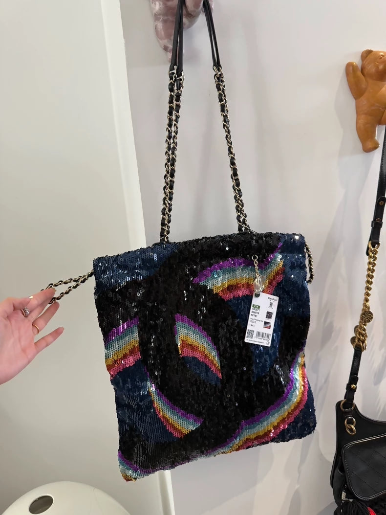Chanel 21k Rainbow Sequin Tote
