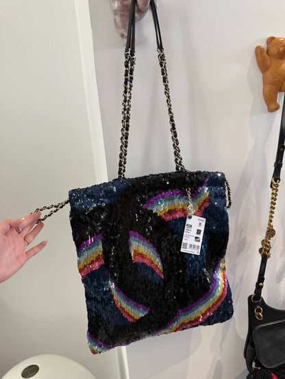 Chanel 21k Rainbow Sequin Tote