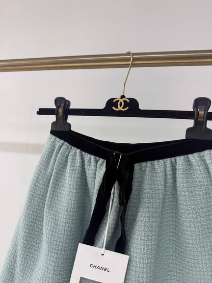 Chanel 22B Blue Velvet Skirt