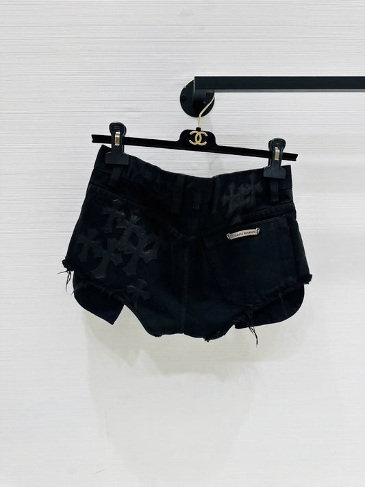 Chrome Hearts studded black denim shorts