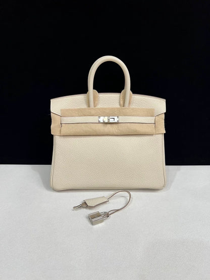 Hermes Birkin 25 Craie Togo Leather Palladium Hardware