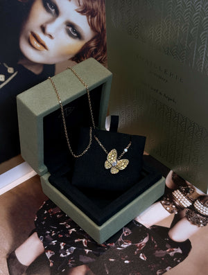 Van Cleef & Arpels Two Butterfly Pendant 18K Yellow Gold with Diamond Pave