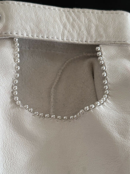 Chanel white fingerless gloves