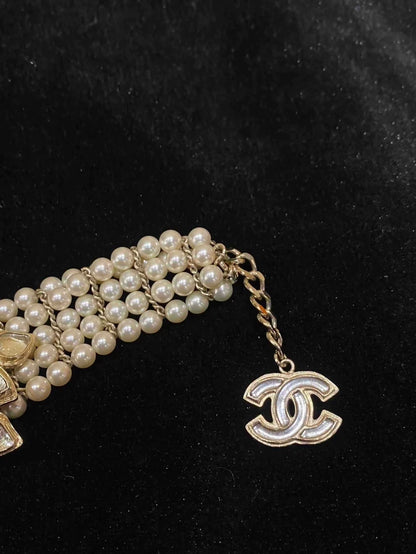 Chanel 2012 Bombay Collection Glass Flower Pearl Bracelet