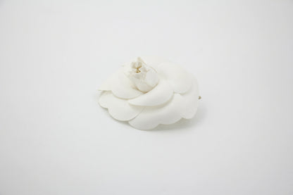 Chanel Vintage 81-85 Canvas White Camellia Brooch