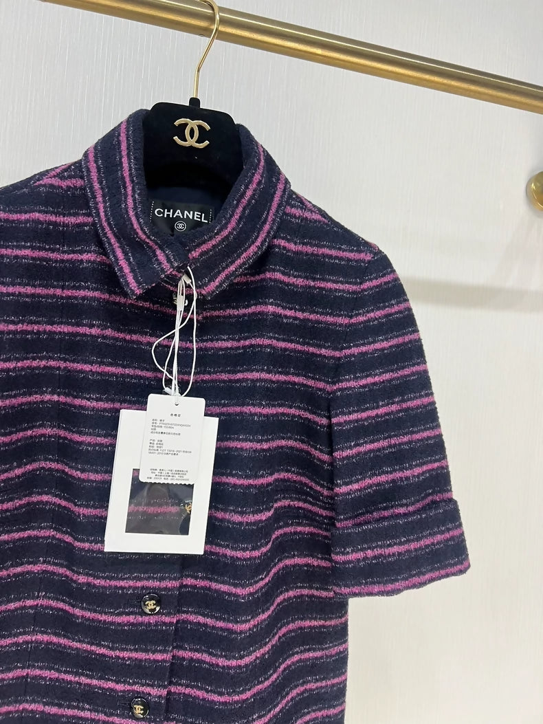 Chanel 23B purple Striped Dress