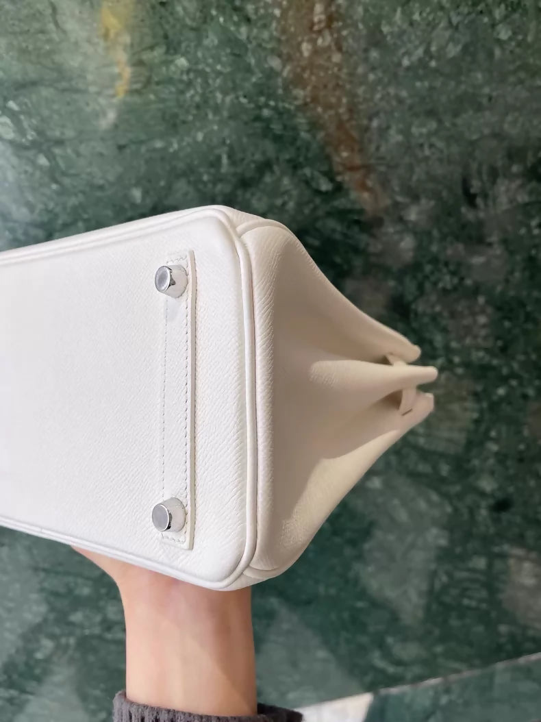Hermes Birkin 25 01 pure white Epsom leather palladium hardware