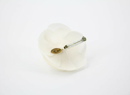 Chanel Vintage 81-85 Silk White Camellia Brooch