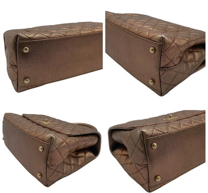 Chanel 19A Medium Metallic Rose Gold Copper Caviar Quilted Timeless Coco Handle Flap Bag