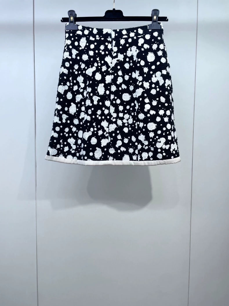 Chanel 2015 black and white polka dots skirt