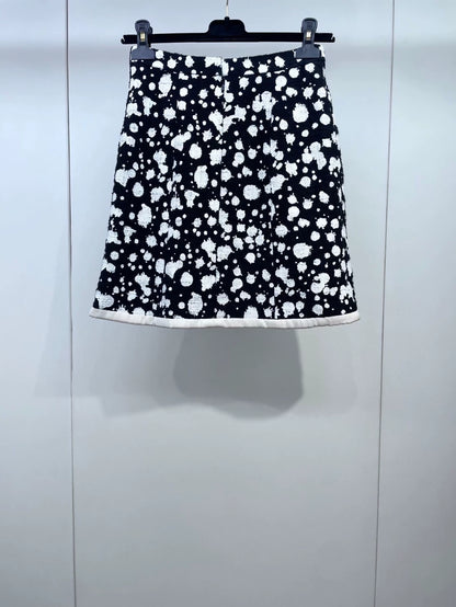 Chanel 2015 black and white polka dots skirt