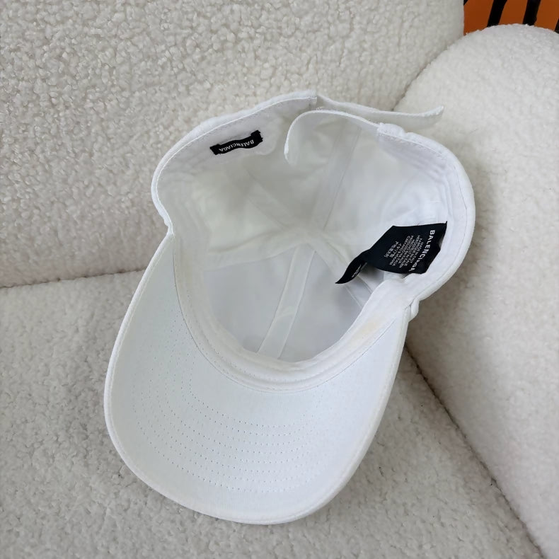 Balenciaga White Logo Embroidered Baseball Cap