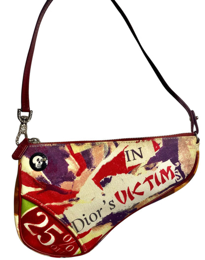 DIOR John Galliano Limited Edition Vintage Victim Crystal Small Saddle Bag