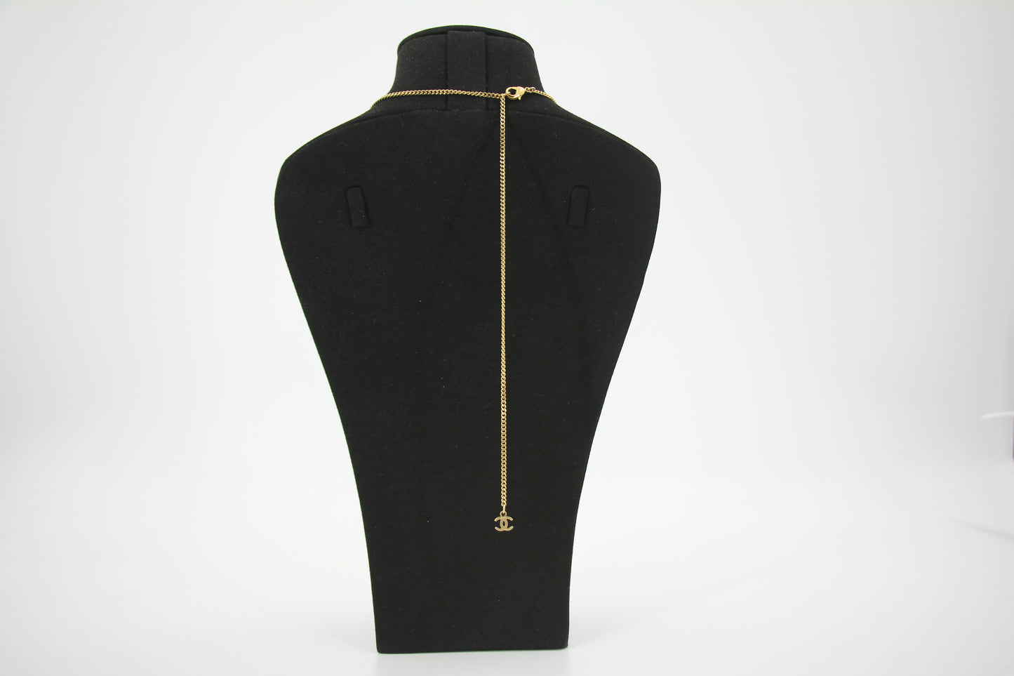 Chanel A20A Imitation Pearl Camellia Pendant Light Gold Necklace