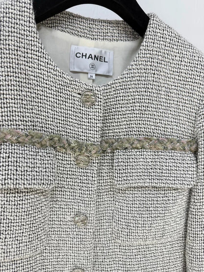 Chanel 24B Grey Tweed Four-Pocket Classic Jacket