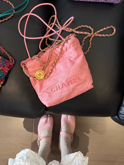 Chanel 23k pink leather mini bag