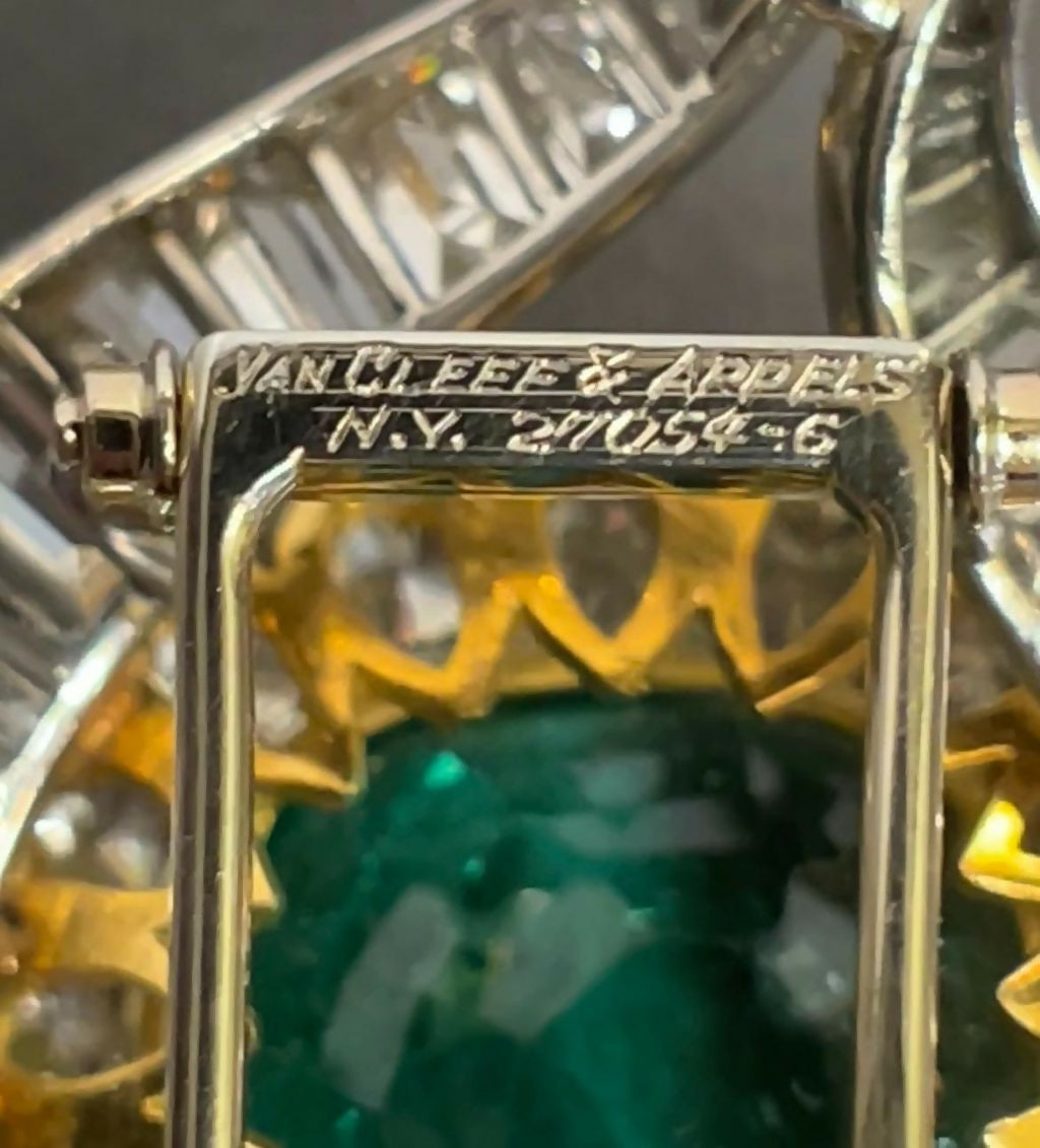 Van Cleef and Arpels Emerald and Diamond Floral Brooch