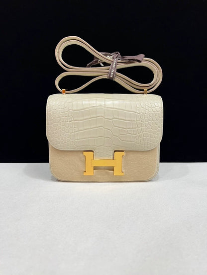 Hermes Constance 19 Betton Matte Crocodile Leather Gold Hardware