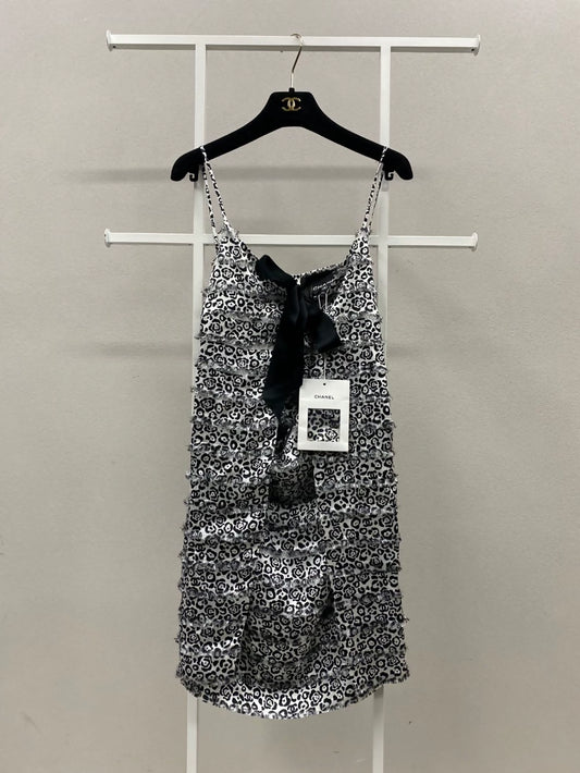 Chanel 22P Camellia leopard Bow Slip Dress