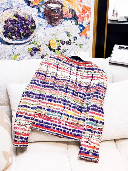 Chanel 2015 mixed-color mosaic tweed jacket