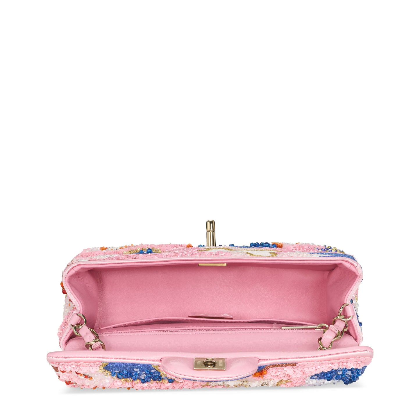 Chanel Classic Mini Rectangular Flap, Sequin and Glitter– Light Gold Hardware 2023