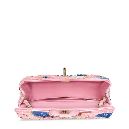Chanel Classic Mini Rectangular Flap, Sequin and Glitter– Light Gold Hardware 2023