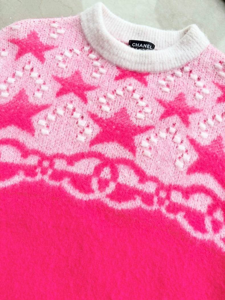 Chanel 23N Pink Cashmere Ski Sweater