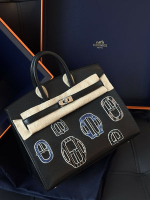 Hermès Birkin 20 Faubourg / Mini Birkin 20 Blue Beaded / Studded Leather with Gold / Palladium Hardware  (Limited Edition)