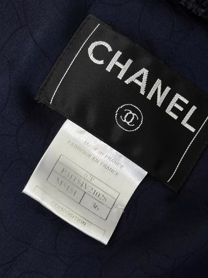 Chanel 07P blue-black plaid tweed jacket & dress set