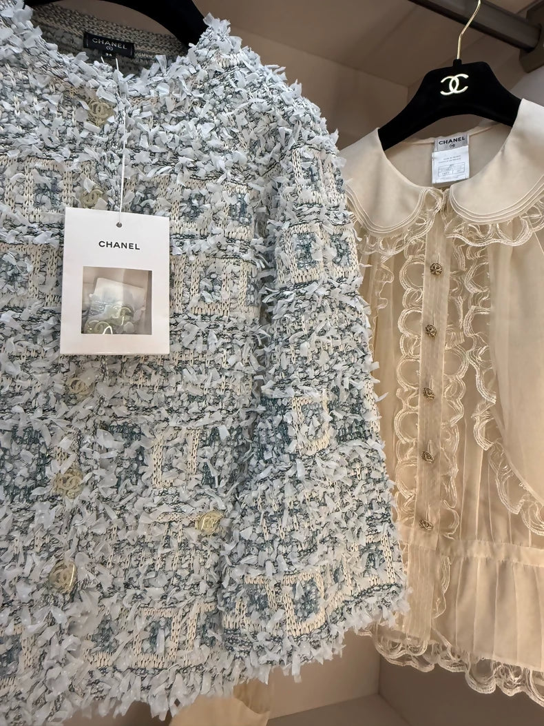 Chanel 2018 blue tweed jacket