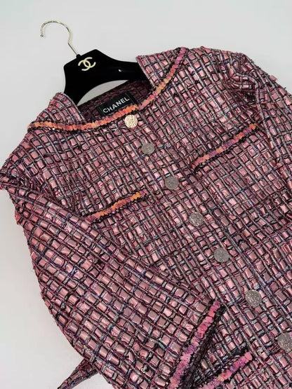 Chanel 24C Pink multicolour tweed Jacket