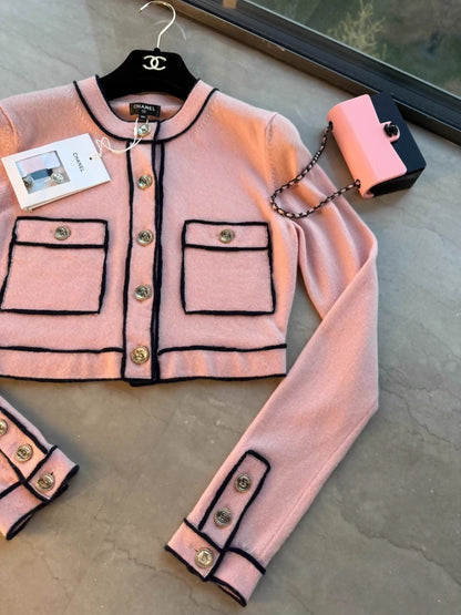 Chanel 21s pink and black cardigan
