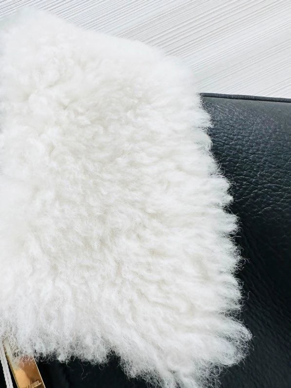 Chanel 26B black and white shearling coat